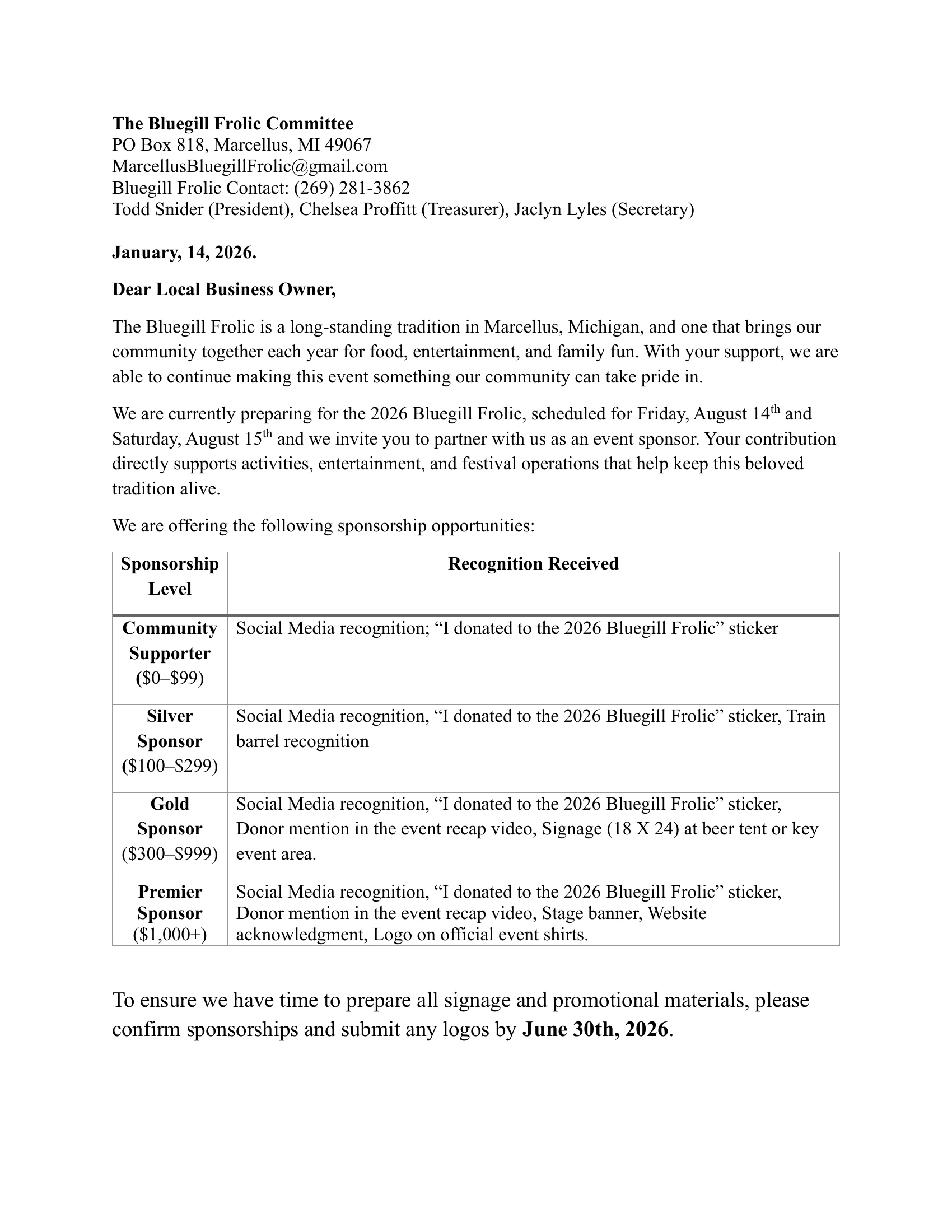 Sponsorship Letter - Page 1